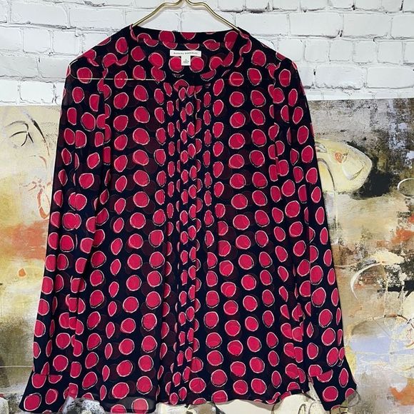 Sheer Banana Republic Navy/Pink Flowy Blouse - Picture 3 of 16